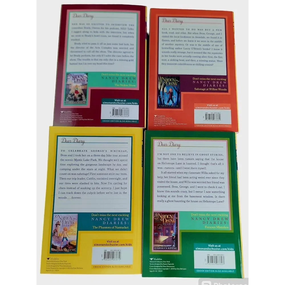 Nancy Drew Diaries by Carolyn Keene Set Of 4 Mistakes Heliotrope Thriller Mystic